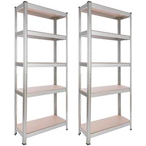 AREBOS Scaffalatura per cantine | 180 x 75 x 30 cm | 5 pannelli in MDF | 2 pezzi | 350 kg