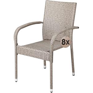 Casaria® Set 8 Sedie da Giardino in Polyrattan Impilabili Regolabili con Portata di 160 kg per Balcone Terrazza Sedia Esterno Sedia da Tavolo