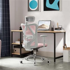 SIHOO M18 Sedia ergonomica da ufficio, sedia da scrivania con poggiatesta regolabile e supporto lombare, sedia girevole direzionale con schienale alto per l'ufficio di casa (Rosa Chiaro)