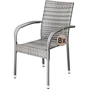 Casaria® Set 8 Sedie da Giardino in Polyrattan Impilabili Regolabili con Portata di 160 kg per Balcone Terrazza Sedia Esterno Sedia da Tavolo