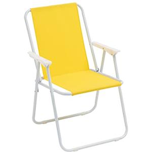 Baroni Home Sedia Pieghevole da Mare, Sedia Spiaggia o Campeggio in Tela, Sedia da Esterno con Braccioli Colorata 52x44x76 cm Giallo