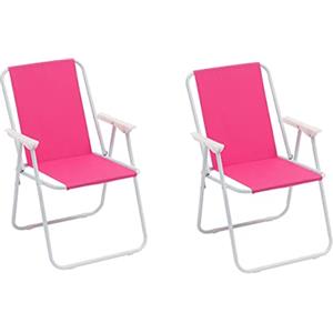 Baroni Home Sedia Pieghevole da Mare, Sedia Spiaggia o Campeggio in Tela, Sedia da Esterno con Braccioli Colorata 52x44x76 cm (Set 2 Fucsia)