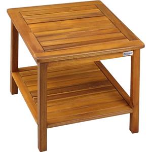Casaria® Tavolino da Giardino 45x45x45cm Portata 80kg 2 Ripiani Tavolo da Balcone Tavolo da Caffè Tavolo Piccolo Legno Acacia Tavolino estreno Legno