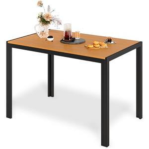 LIFERUN Tavolo da Giardino Rettangolare in Alluminio e WPC, 110x70x72 cm, Resistente alle intemperie,Tavolo Da Esterno, Tavolino per Balcone Verande Cortili Terrazze, Arredo Giardino, Marrone + nero