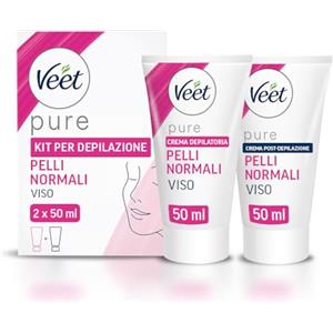 Veet Kit Depilazione Viso e Baffetti, Crema Depilatoria per Pelli Normali, 50 ml + Crema Post-Epilazione, Dermatologicamente Testato, 50 ml