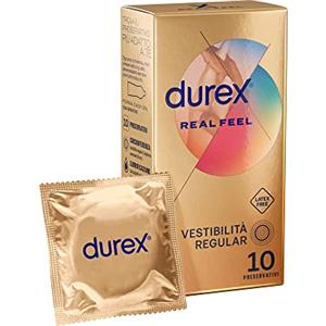 Durex Real Feel, Preservativi Senza Lattice, Vestibilità Regular, 10 Profilattici