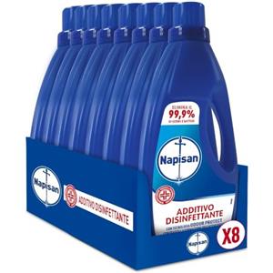 Napisan Additivo Disinfettante Lavatrice, 8 Confezioni da 1 Litro di Additivo Liquido per Lavatrice, Contro i Batteri e i Cattivi Odori