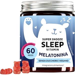 Bears with Benefits Super Snooze Sleep Vitamin - Sonno naturale - Melatonina 1mg con Vitamina B6-60 Pezzi (2 Mesi) - Senza Zucchero, Vegano - Bears with Benefits