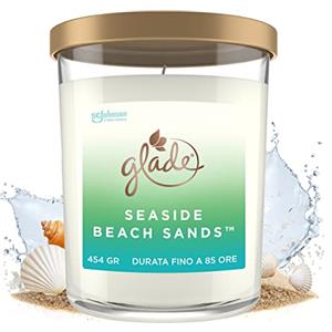 Glade Candela Profumata Grande con Oli Essenziali, Fragranza Seaside Beach Sand, Spiaggia Bianca, Durata fino a 85 Ore, 454gr