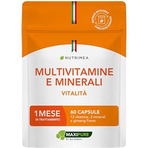 Laboratoires Nutrimea Multivitamine e Minerali | Multivitaminico Completo Con 12 Vitamine, 3 Minerali e Ginseng Panax | Immunità, Energia e Vitalità | Multivitaminico Uomo e Donna | Senza Magnesio Stearato