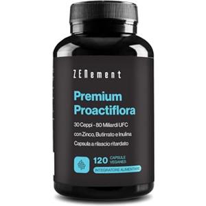 Zenement Fermenti Lattici Probiotici per Intestino 30 Ceppi Batterici, Probiotici e Prebiotici Inulina, Lactobacillus Acidophilus, Lactobacillus Gasseri, 80 Miliardi UFC per la Salute della Flora Intestinale