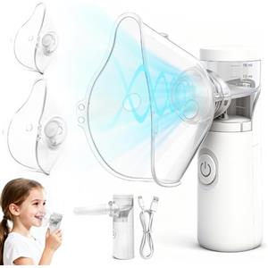 ARINTUL Aerosol Portatile Silenzioso, Macchina Aerosol Ricaricabile,Atomizzazione e assorbimento ad alta efficienza,Kit con 2 Maschere e 1 Boccaglio,per Adulti e Bambini