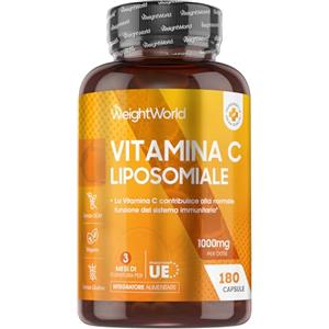 WeightWorld Vitamina C Liposomiale 1000mg Vegana,180 Capsule di Acido Ascorbico, (3 Mesi di Scorta), La Vitamina C Contribuisce alla Normale Funzione del Sistema Immunitario (EFSA), Senza Glutine, Prodotto in UE