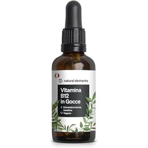 natural elements Vitamina B12 in Gocce - 50 ml (900 gocce) - vegano, senza alcool - 2 forme attive (metil- e adenosilcobalamina) - testata accuratamente in laboratorio in Germania