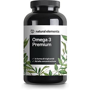 natural elements Omega 3 olio di pesce - Premium: 80% Omega 3 tenore in trigliceride - pulito, ad alto dosaggio e da pesca sostenibile - 120 capsule