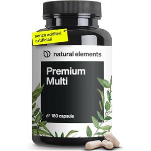 natural elements Multivitaminico Premium - multivitaminico completo ad alto dosaggio - 180 capsule - preziose vitamine dalla A alla Z - materie prime pregiate - con forme bioattive - senza additivi inutili