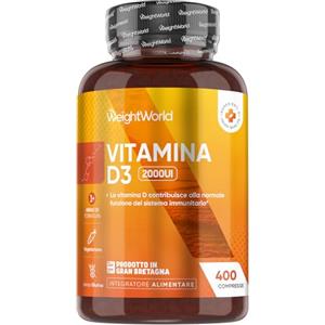 WeightWorld Vitamina D3 2000 UI Colecalciferolo (50mcg) Vegetariana, 400 Compresse (Scorta 13+ Mesi), 1 al Giorno, La Vitamina D Contribuisce alla Normale Funzione del Sistema Immunitario (EFSA), Senza Glutine