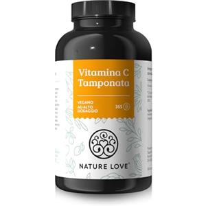NATURE LOVE® Vitamina C Tamponata - ad alto dosaggio con 1.000 mg di vitamina C per dose giornaliera - 365 capsule - pH neutro e altamente digeribile - vegana
