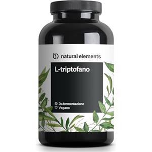 natural elements L-Triptofano 500mg - Triptofano Integratore per Dormire e Migliorare la Qualità del Sonno - 240 Capsule (Scorta di 8 Mesi) - Rilassante Antistress per Dormire - Testato in laboratorio, vegano