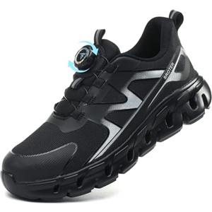 AEKYIWL Scarpe Antinfortunistiche Uomo Donna Bassa Scarpe da Lavoro Leggere Comode Antiscivolo Traspiranti Scarpe Antinfortunistica Nero, 36 EU