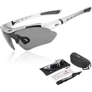 ROCKBROS Occhiali da Sole Ciclismo Polarizzati Uomo Donna, Occhiali Sportivi per Bici MTB, 2 Modelli Lenti, Protezione UV400, Ultra-leggera, per Bici Corre Pesca Guida Arrampicata, Grigio