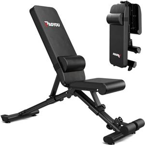 PASYOU Panca Pesi Palestra Regolabile con 90 Gradi Panca Addominali Multifunzione Panca Piana Inclinabile Pieghevole 400 KG Capacità di Peso