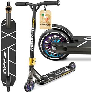 RE:SPORT® Monopattini Freestyle REVO PRO con Supporto, 110 mm PU Wheels & Y-Bar | Monopattino Acrobatico Professionale ABEC 9 cuscinetti a sfera | Stunt Scooter per Adulti e Bambini