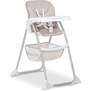 hauck Seggiolone Pappa Sit N Fold - Seggiolone Portatile da 6 Mesi fino a 15kg - Pieghevole, Compatto con Vassoio e Schienale Regolabile - Grande Cesto Portaoggetti - Beige
