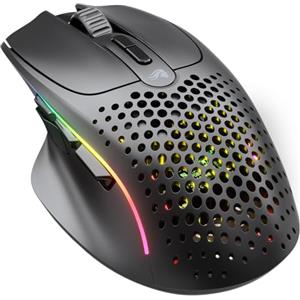 Glorious Gaming Model I 2 Wireless Mouse da gaming senza fili - 2,4 GHz e Bluetooth ibrido, superleg. 75 g, 9 tasti (2 scamb.), RGB, piedini PTFE, MMO/MOBA/sparatutto, supporto lat. pollice - Nero