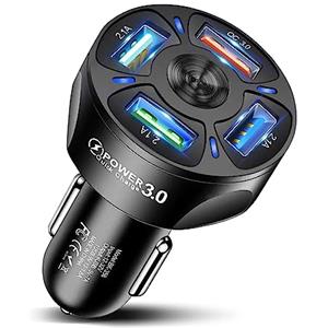HORJOR Caricatore Auto USB Cellulare 4 Porte, Accessori Caricabatterie Presa Accendisigari Compatibile Con Smartphone,Tablet, iPhone,Samsung,Huawei,Xiaomi