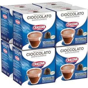 CRASTAN 1870 - Capsule compatibili Dolce Gusto - Cioccolato Gusto Classico - 8 Box da 10 Capsule - Totale 80 capsule - Senza Glutine