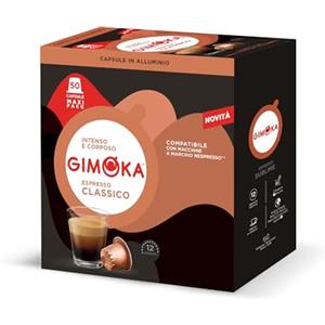 Gimoka - Miscela Espresso Classico, Intensità 12/13, 50 Capsule in Alluminio Compatibili con Sistema Nespresso, Note Intense di Spezie e Cacao Amaro per un Espresso Corposo a Casa Tua