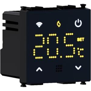 Elektronova Cronotermostato connesso WIFI TUYA da incasso modulo programmabile 2P 240V display touch retroilluminato colore nero compatibile su supporti Bticino Matix