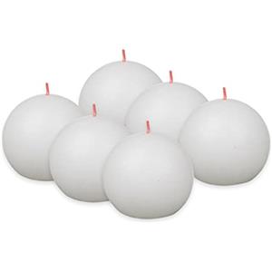 Bolsius Rustik - Candela sferica - colore bianco - set da 6 pezzi - lunghezza 25 ore - non profumata - cera vegetale naturale - senza olio di palma - Ø 7,6 cm