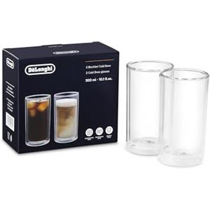 De'Longhi 2 Bicchieri Termici di Vetro a Doppia Parete DLSC325, Vetro Resistente in Borosilicato, Confortevole da Tenere, Senza Condensazione, Lavabile in Lavastoviglie, Capacità 300ml