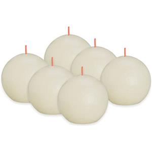 Bolsius Candela a sfera rustica - avorio - 6 pezzi - Ø 7,6 cm - candela decorativa - lunghezza 25 ore - non profumata - contiene cera vegetale naturale - senza olio di palma