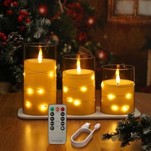 EXTSUD 3 pezzi Candele a LED, Candele ricaricabili con telecomando Candele a LED senza fiamma candele elettriche per la decorazione della casa Natale festa di compleanno