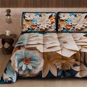 PETTI Artigiani Italiani - Trapunta Invernale, Piumone Invernale, Trapunta Matrimoniale Double Face Tinta Unita e Stampa Digitale Floreale 05 5, 100% Microfibra, Made in Italy