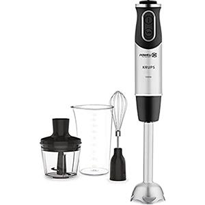 Krups Perfect Mix Frullatore a immersione HZ6568 | Blender | 1000 Watt | base in acciaio inox | 4 coltelli extra affilati | tecnologia Powelix | frusta | tritatutto da 500 ml | misurino da 800 ml |