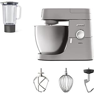 Kenwood KVL4110S Impastatrice Planetaria Chef XL con Ciotola da 6,7L, 3 Ganci di Miscelazione + FRULLATORE, Personalizzabile con oltre 25 Accessori Opzionali Acquistabili Separatamente, 1200W, Silver