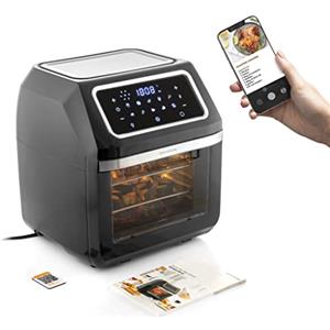 InnovaGoods® friggitrice ad aria 12L, friggitrice ad aria 1800W con +100 ricette in IT. air fryer con 8 accessori, 10 programmi, touch screen, timer, forno ad aria calda con finestra e luce interna.