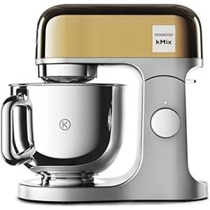 Kenwood kMix Editions KMX760AYG, Planetraria con Ciotola 5L in Acciaio Inossidabile, Impastatrice con Sistema di Sicurezza, Scocca Metallo, Inclusi Set Pasticceria 3 Pezzi e Paraschizzi, 1000W, Oro