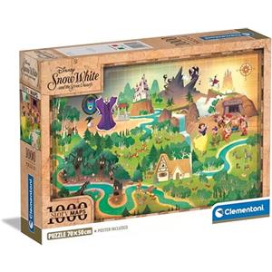 Clementoni Puzzle Disney Story Maps Snow White - 1000 Pezzi - Puzzle Adulti, Poster Incluso, Puzzle Disney, Divertimento Per Adulti, Made In Italy, 39814