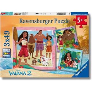 Ravensburger - Puzzles Disney Vaiana 2 Confezioni Da 3 | Puzzle Bambini 5 Anni O Più | Regalo Bimba 5 Anni 3 X 49 Pezzi | Puzzle Bambini 21 X 21 Cm | Puzzles Perfetti Ravensburger