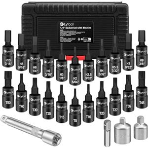 Lytool Set di prese multipli, bussola esagonale Torx Socket, adattatore 1/2'' 1/4'' 3/8'', per chiavi dinamometriche e trapano elettrico, riparazione auto moto