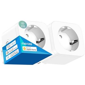 Meross Presa Connected (tipo F), presa WiFi 16 A, compatibile con HomeKit, Alexa e Google Home, set da 2 con misurazione della corrente, controllo vocale