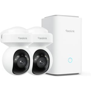 Reolink Home Hub con 2 E1 Outdoor, sistema telecamere di sicurezza all-in-one, telecamere Wi-Fi PTZ 5MP con auto tracking, microSD inclusa, max. 512GB×2 di archiviazione, crittografia anti-furto