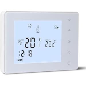 BEOK CONTROLS Termostato a batteria 2 fili per caldaie a gas, termostato a batteria programmabile settimanalmente, cronotermostato manuale ambiente a parete, batteria da 3A non inclusa 3A W306