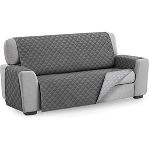 textil-home Textilhome Copridivano Malu 3 Posti (160cm) - Salvadivano Trapuntato Reversibile Universale, Protezione Antigraffio, Fodera Imbottita per Divano, Colore Grey
