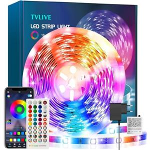 TVLIVE Striscia LED 10M, RGB 5050 Luci LED Cambia Colore, APP Bluetooth e Telecomando a 40 Tasti, Sincronizzazione Musica e Timer, Decorazione Strisce LED per Camera da Letto, Feste (5M*2)